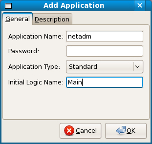 Screenshot of how to add a new Application.
