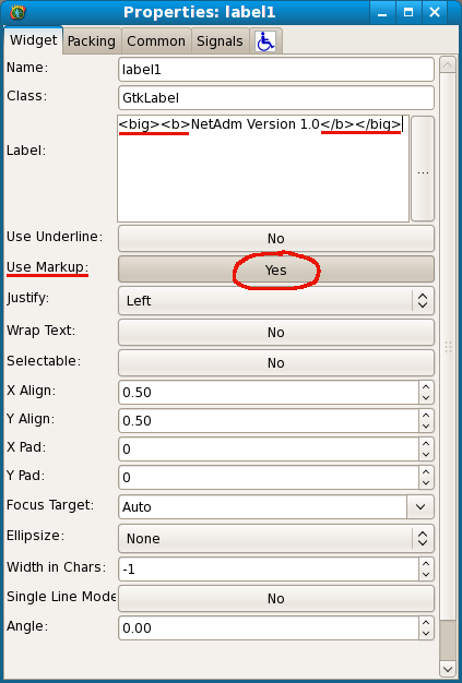 Screenshot of how to mark up label text.