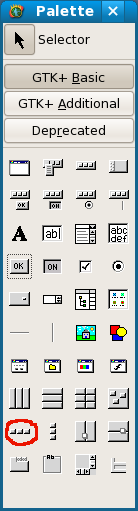 Screenshot of horizontal buttonbox object.