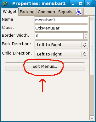 Screenshot of where to edit pulldown menu entries.