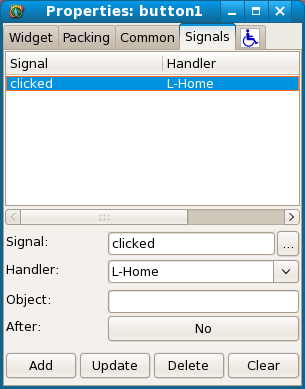 Screenshot of how to link a signal to the button.