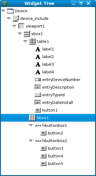 Screenshot of horizontal box in widget window.