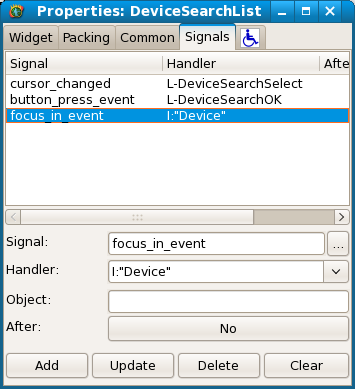 Screenshot of the signals of the List View.