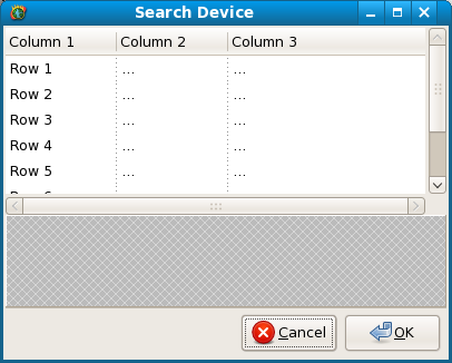 Screenshot of list view screen DeviceSearch.