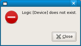 Screenshot of an error message when logic does not exist.